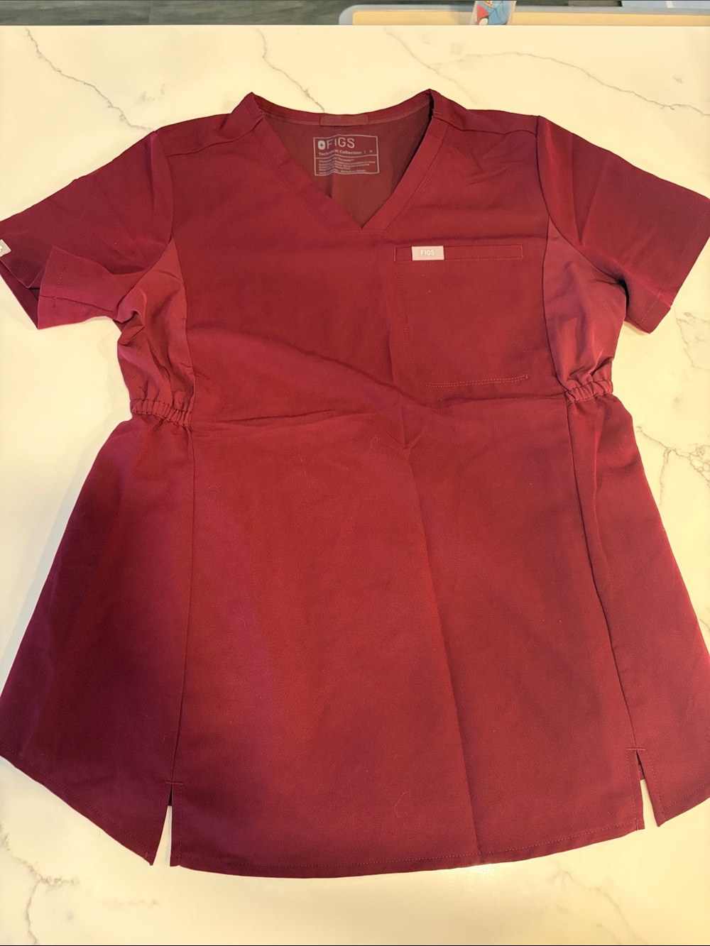 Figs maternity womens small wine Red maroon V-Neck Scrub Top